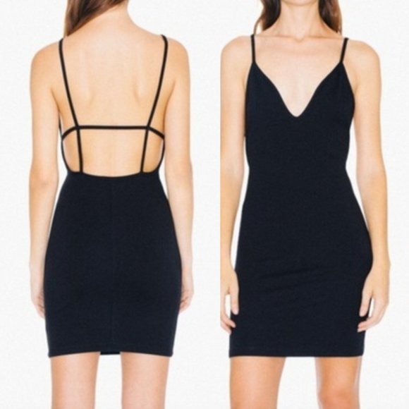 American Apparel Dresses & Skirts - AMERICAN APPAREL Ponte Bixel Bodycon Dress Black Cutout Caged Low Back Mini Sexy